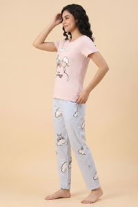 Zivame Farm Lore Knit Cotton Pyjama Set - Cradle Pink — thumbnail 3